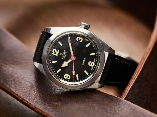 Tudor Ranger 39 mm black dial silver case watch for men